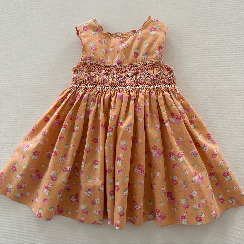 Vintage All Mine 12 Months Baby Girl Floral Smocked Dress Spring Summer Easter